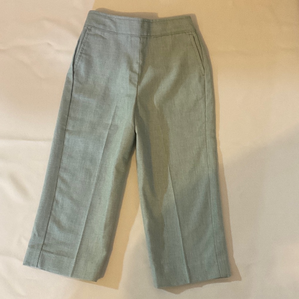 Light Mint Wide-Leg Cropped Trousers